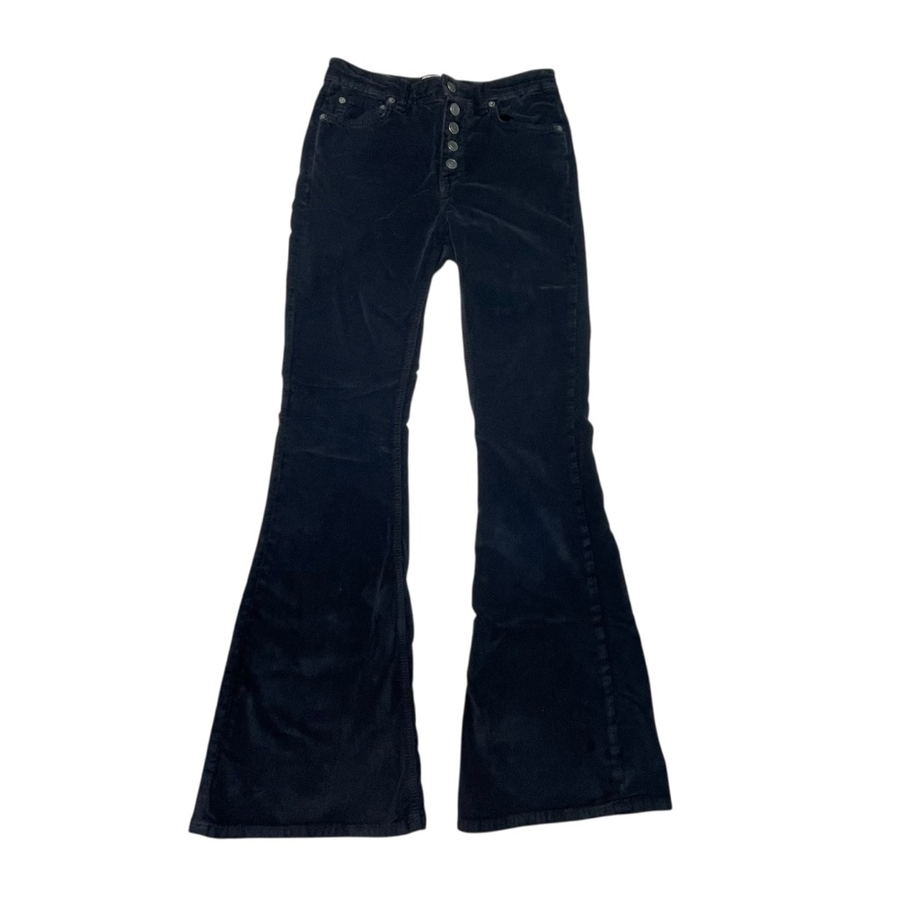 Free People Button Fly Corduroy Black Flares 28 - Picture 2 of 7